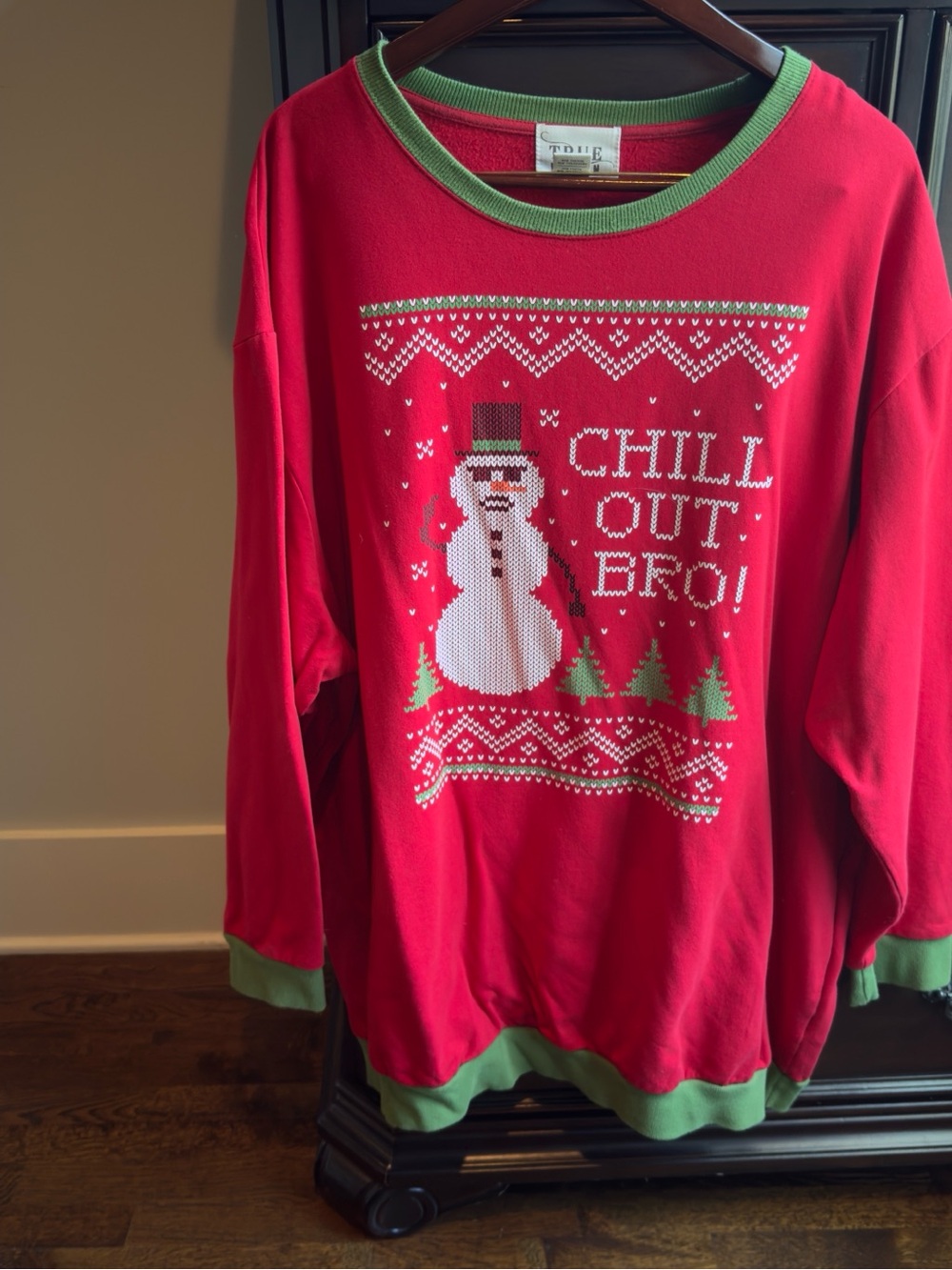 Chill Out Bro! Snowman Christmas Sweatshirt - Red & Green